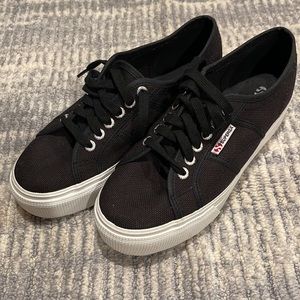 Superga Black Canvass Sneaker Shoes 8 US